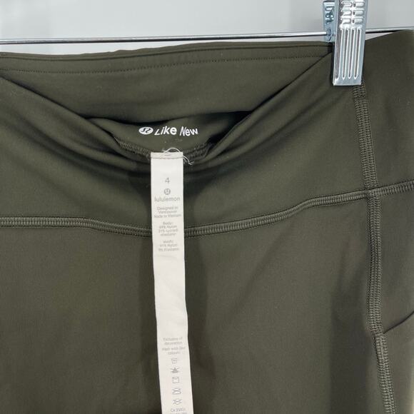 Lululemon Pace Rival High Rise Crop 22" Leggings Dark Olive Size 4 - Picture 3 of 7